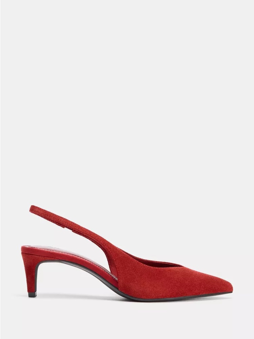 Zara Red Suede Pointed-Toe Slingback Kitten Heel; 100% leather. Size 9/40 POP - Picture 7 of 9